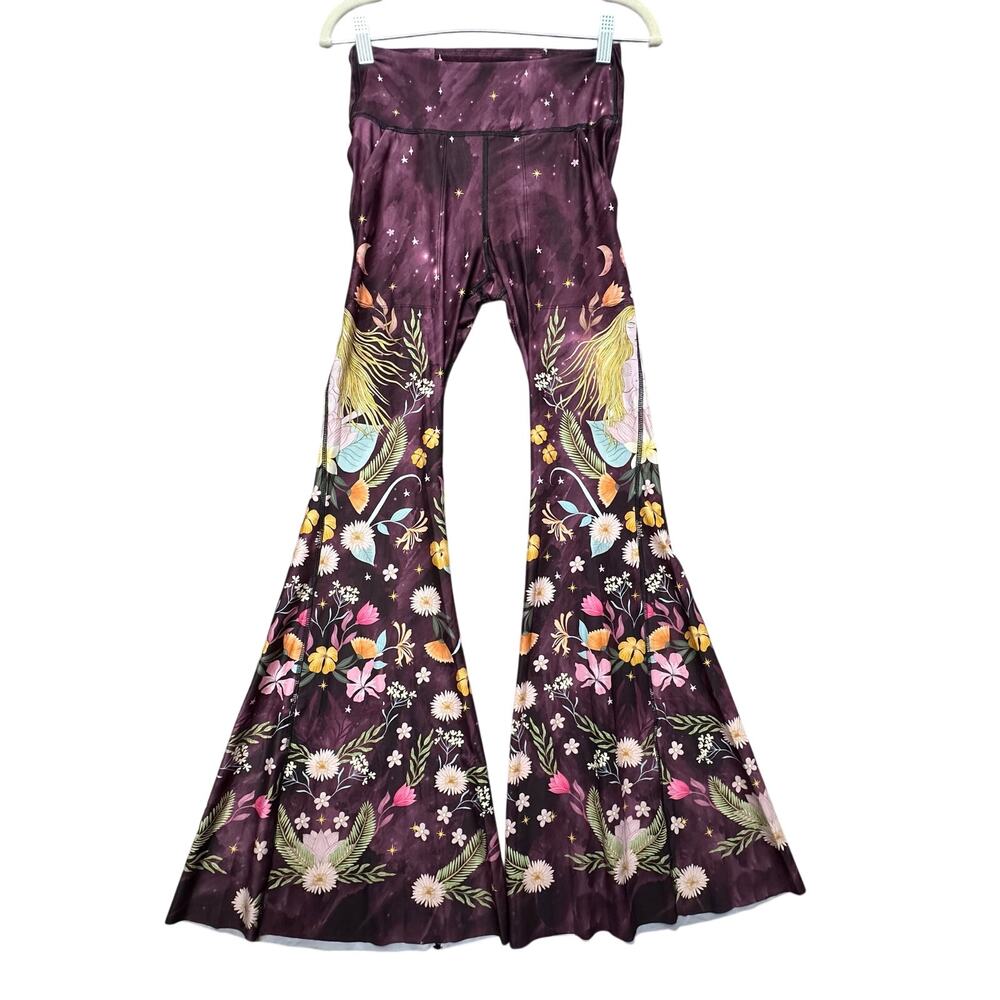 Yoga Democracy Divine Feminine Flare Pants Cosmic Celestial Floral Boho Leggings